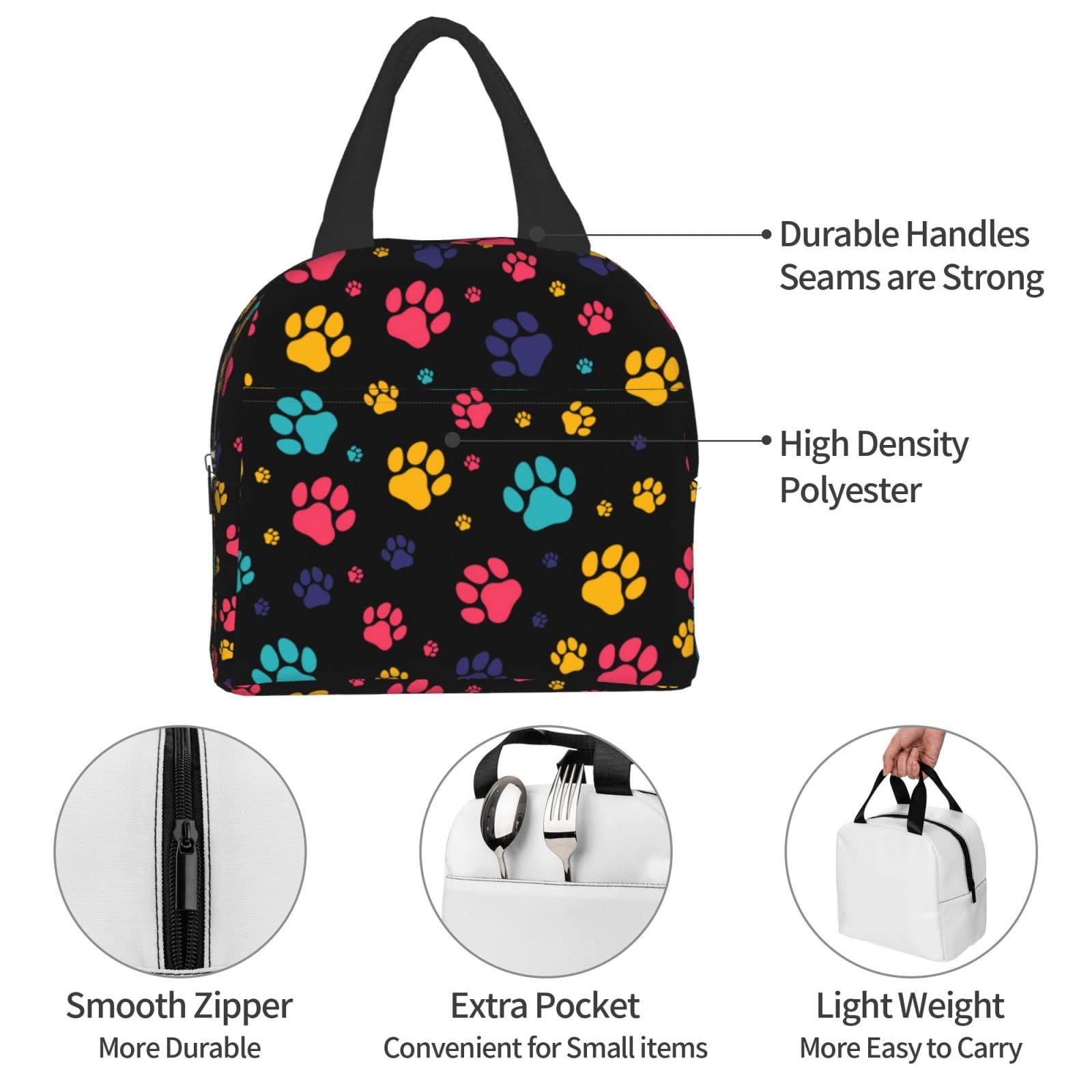 Cute Dog Paws Insulated Lunch Box - Reusable & Portable Meal Container for Men & Women - Perfect for Work, Travel, Picnic & Outdoor Activities