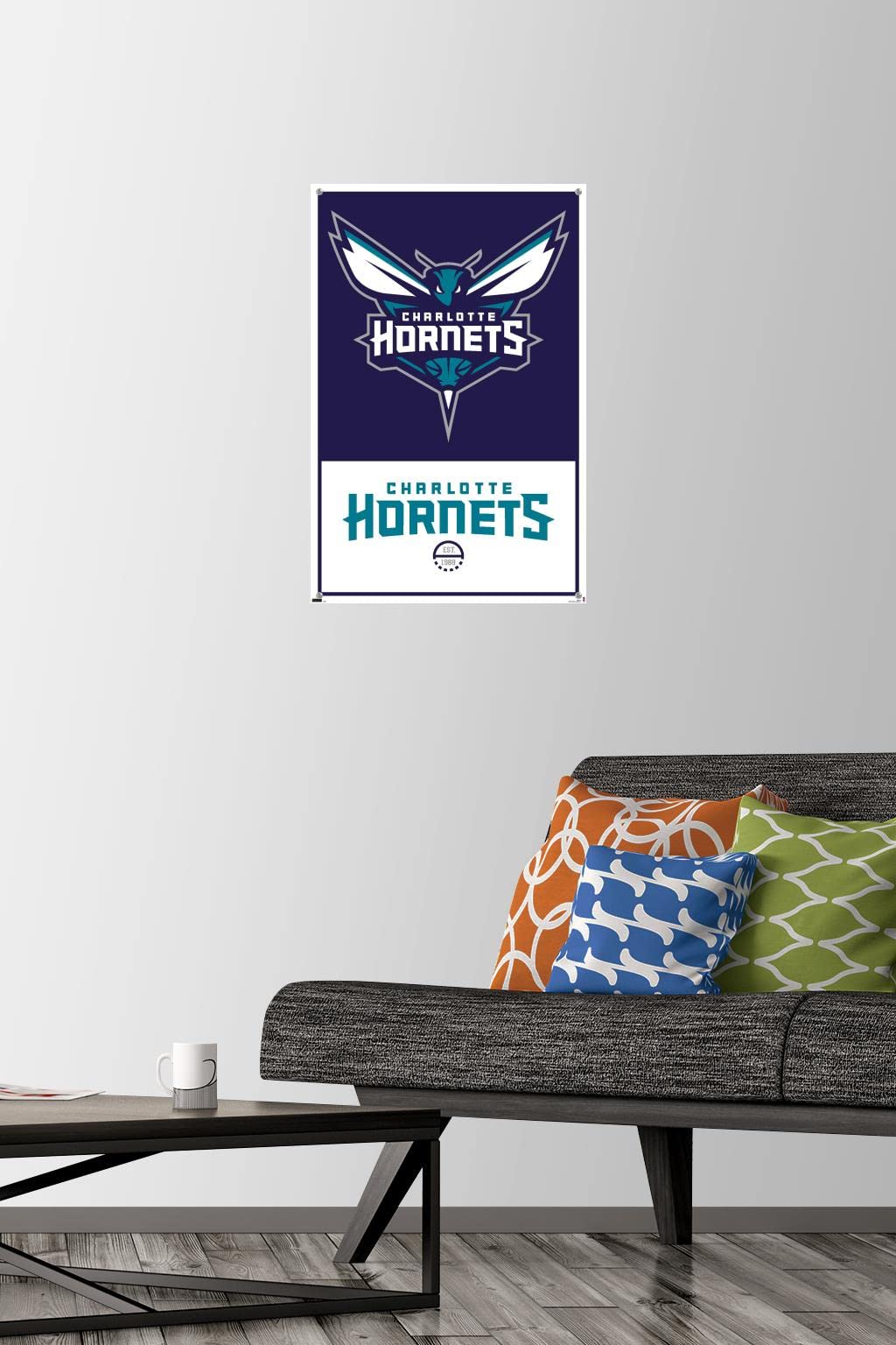 Charlotte Hornets NBA Logo 21 Wall Poster with Push Pins - Perfect for Home, Office & Game Room Decor