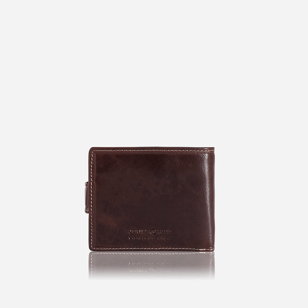 Jekyll & Hide Genuine Leather Oxford Billfold Wallet with Coin Pocket & ID Window - Coffee Brown for Men's Everyday Carry & Travel Accessories