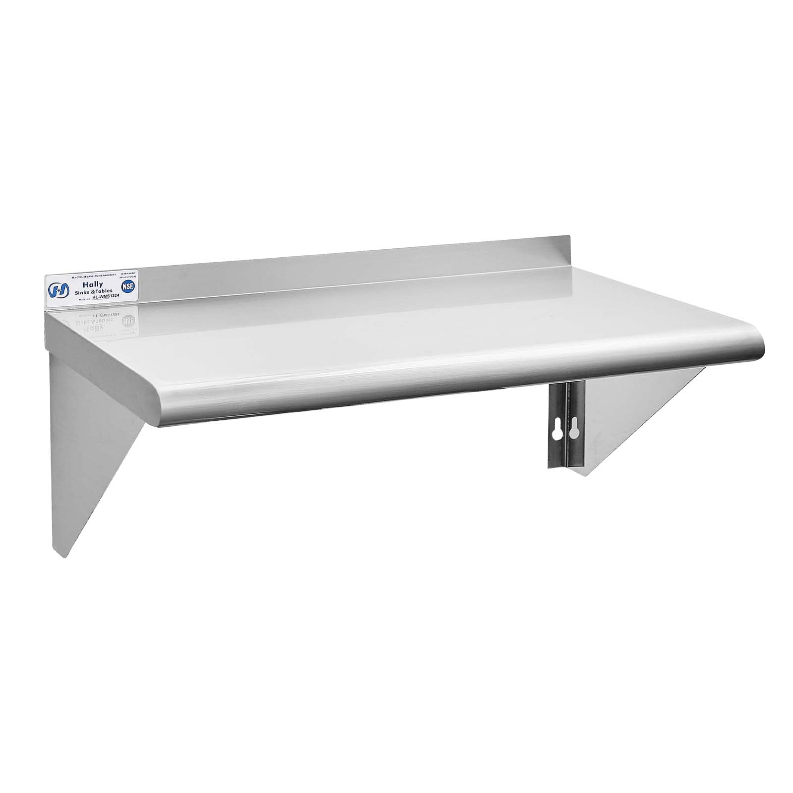 Hally 12x24 Inch Stainless Steel Wall Shelf - 230 lb Capacity NSF Certified Commercial Floating Shelving for Restaurant Kitchen Storage, Hotel Display & Home Organization