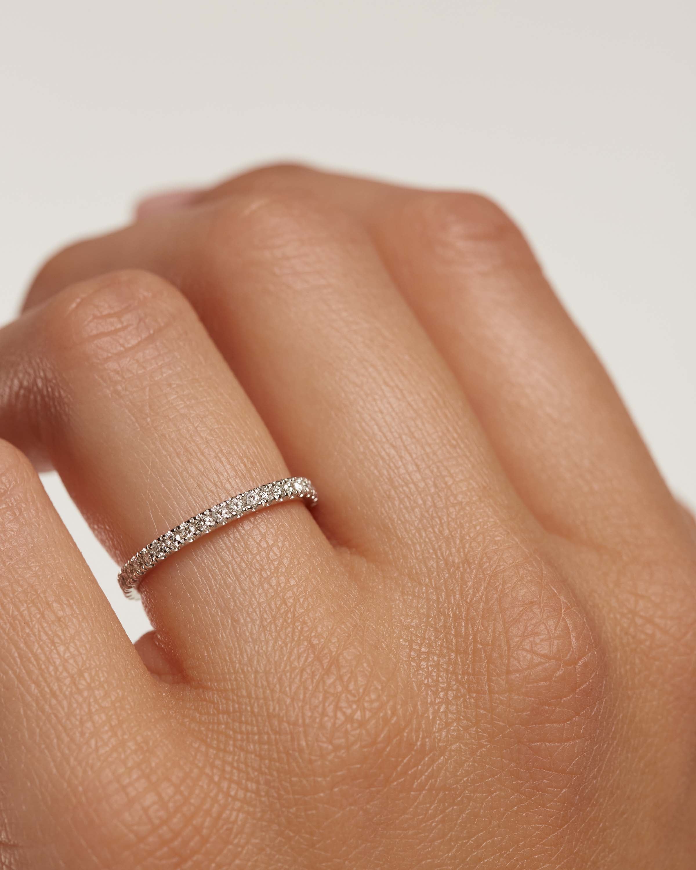 Diamond & White Gold Eternity Band Ring for Women - Medium Size Wedding, Anniversary & Engagement Jewelry Gift