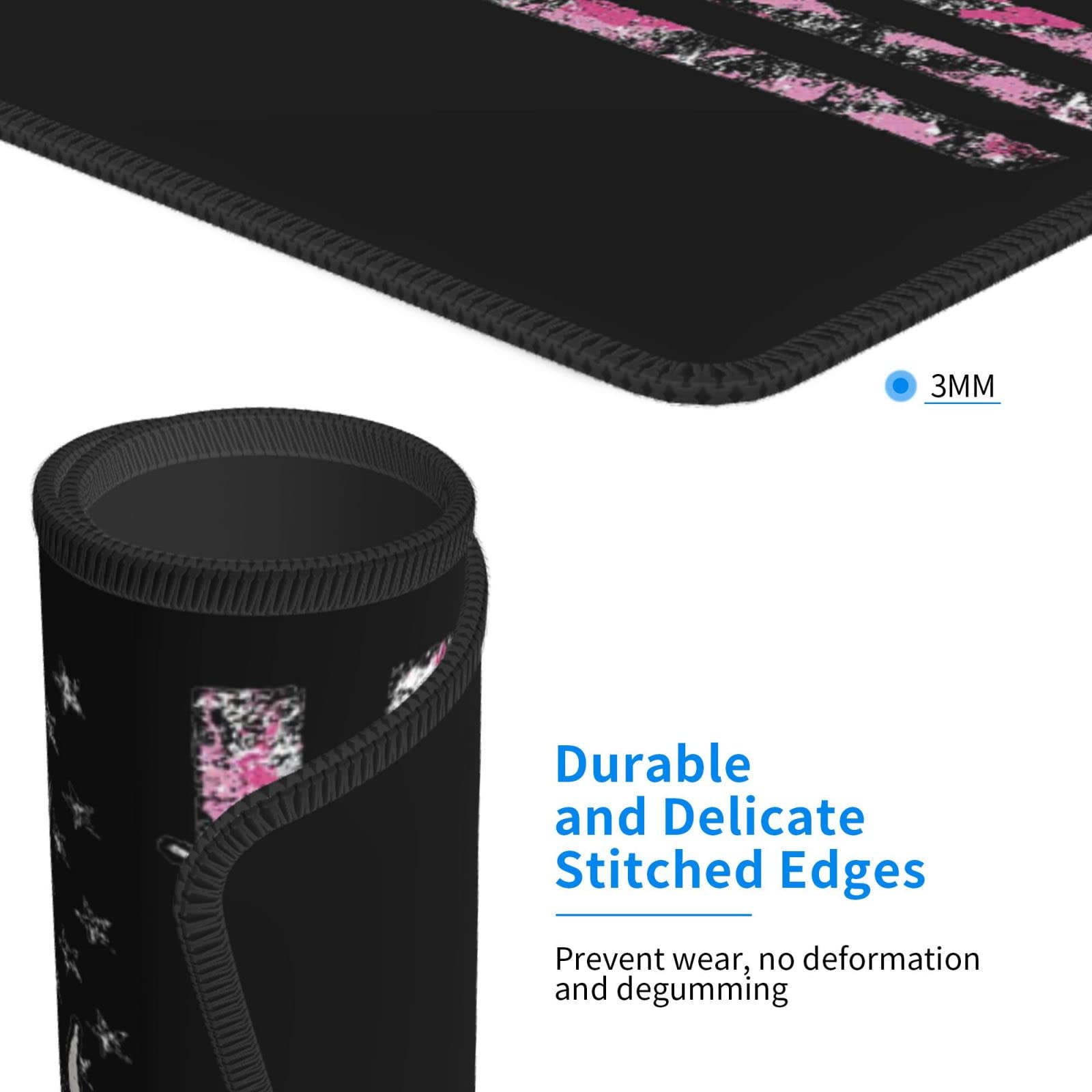 Pink Camouflage American Flag Deer Hunting Mouse Pad - Custom Gaming Mousepad 10x12 Inch for PC & Laptop - Perfect for Gamers, Office Work & Home Computer Use