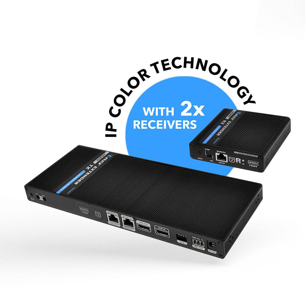 1x2 4K HDMI Extender Splitter Over Single CAT6/7 Cable - Up to 230ft, 18Gbps, Bi-Directional IR, RS-232, EDID - IPColor Technology - Perfect for Home Theater, Conference Rooms & Gaming Setups