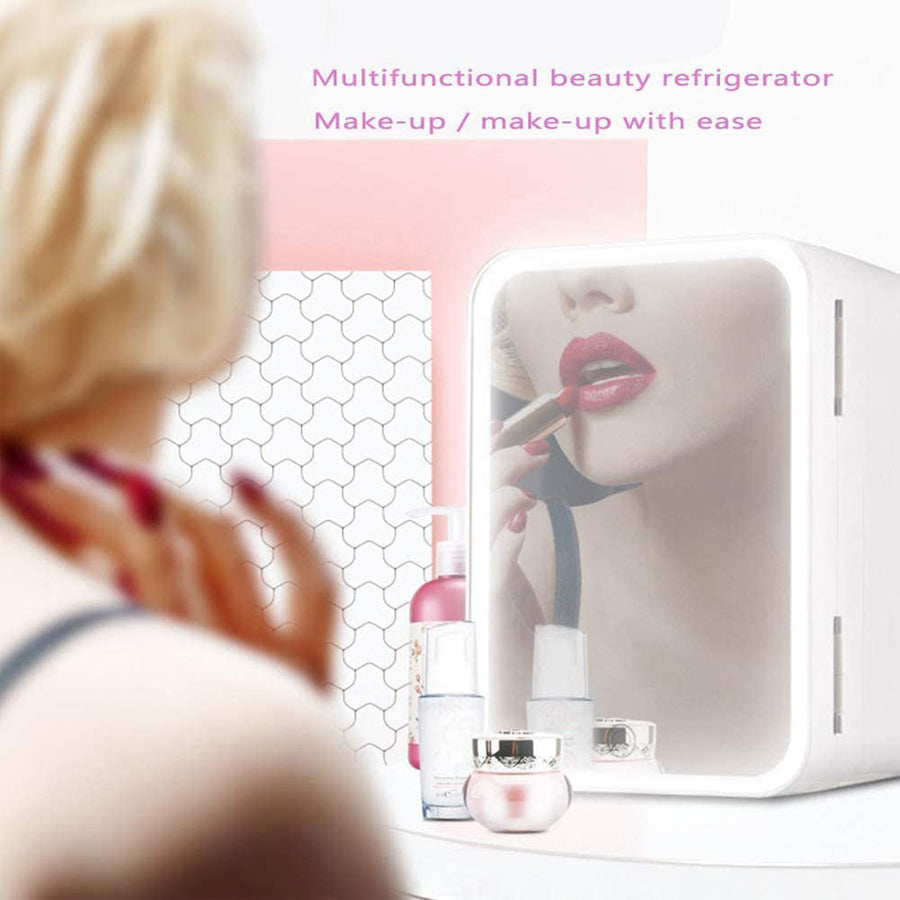 Mini Makeup Fridge - Portable Cosmetic Refrigerator & Warmer for Skincare, Perfume & Beauty Products | Perfect for Bedroom, Vanity & Travel Use