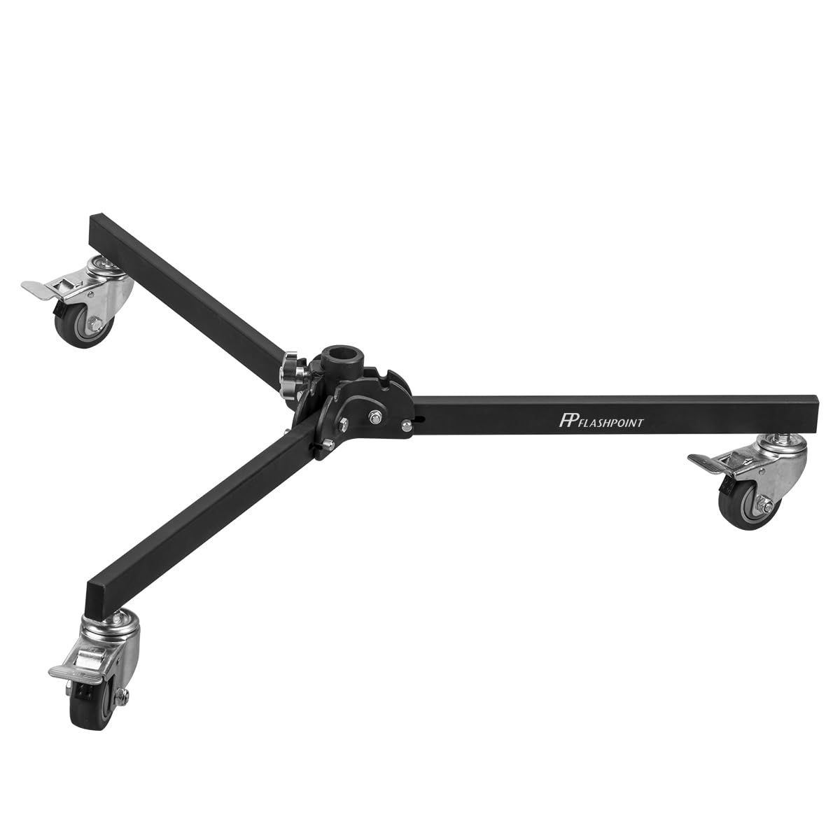 Flashpoint Folding Wheeled Base Stand - Black/Chrome-Plated 11 Foot Heavy Duty Light Stand for Photography & Video Studio Equipment - Perfect for Studio Lights, Backdrops & Portable Shooting