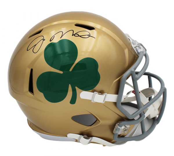 Joe Montana Autographed Notre Dame Fighting Irish Speed Full Size Shamrock NCAA Football Helmet - Perfect for Collectors, Sports Memorabilia Displays, and Game Room Decor