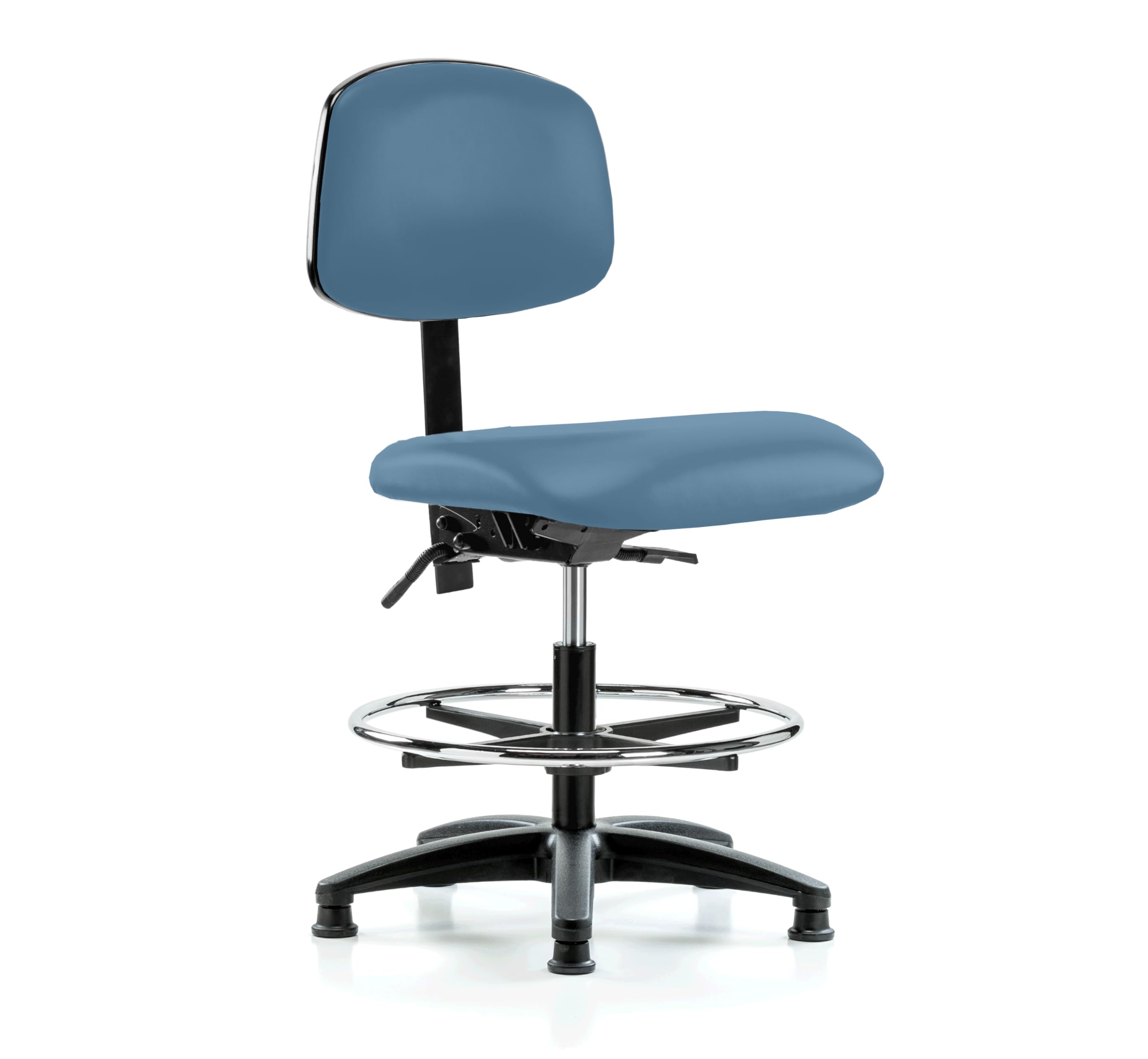 Ergonomic Adjustable Lab Chair with Back Support & Foot Ring - Medium Height 20-27