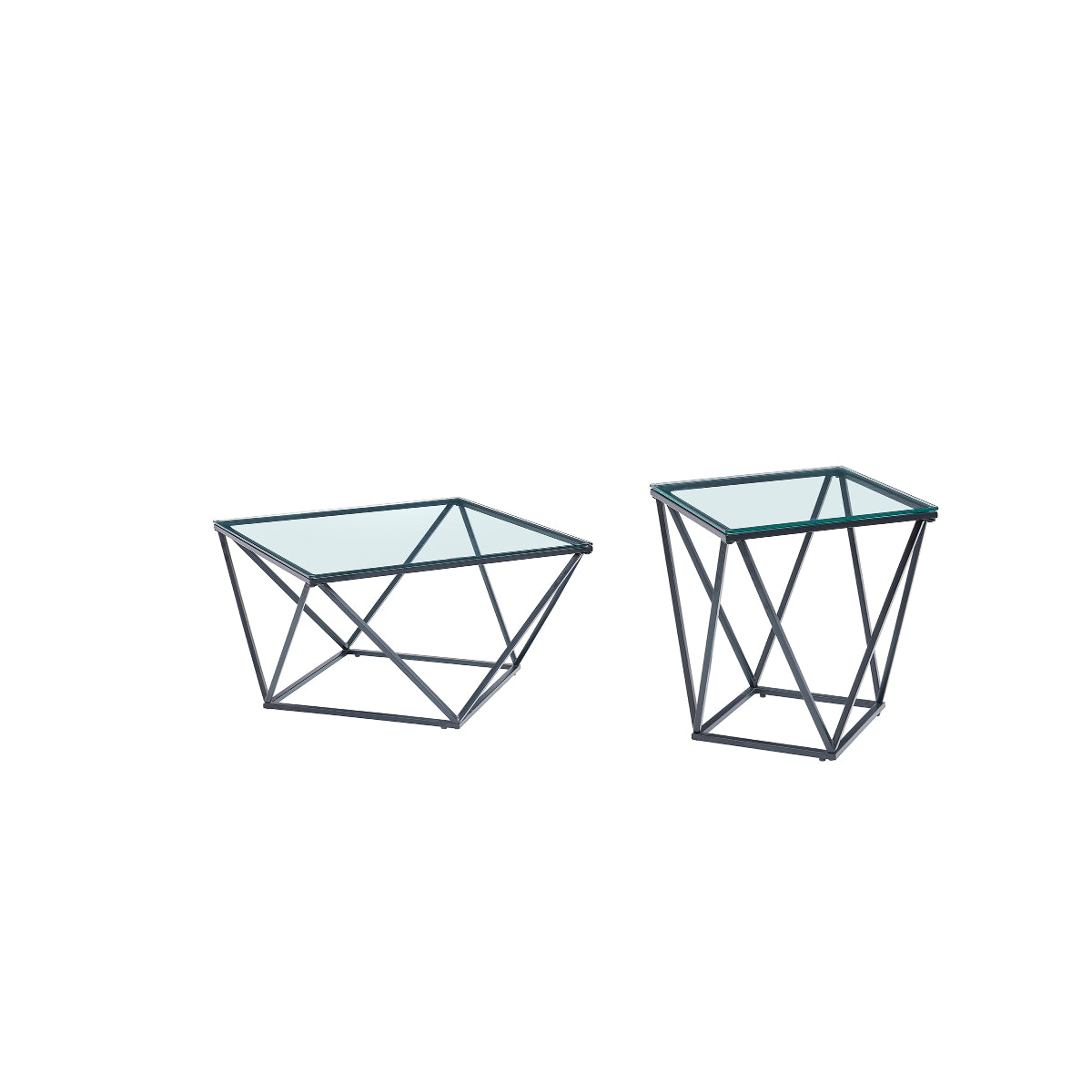 Modern Geometric Prism End Table with Durable Tempered Glass - Perfect for Living Room, Bedroom & Office Decor