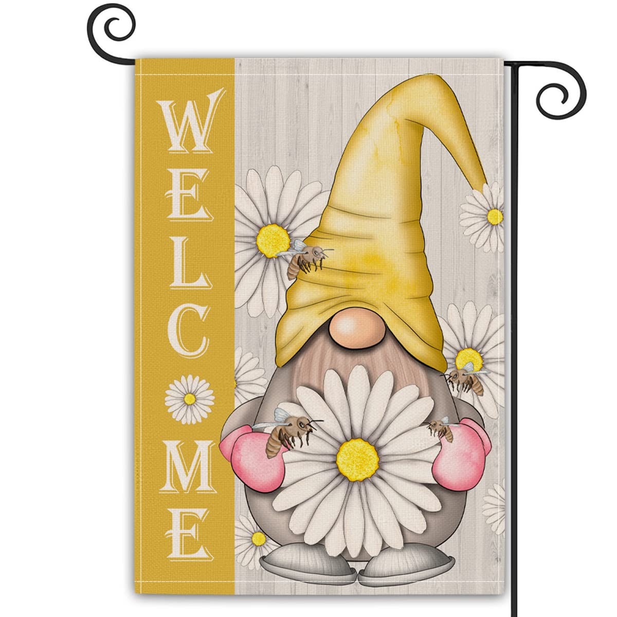 12.5 x 18 Inch Summer Gnomes Garden Flag with Daisy Flowers - Double Sided Burlap Vertical Yard Decor for Spring, Outdoor Holiday & Party | Perfect for Porch, Lawn, Garden & Seasonal Celebrations