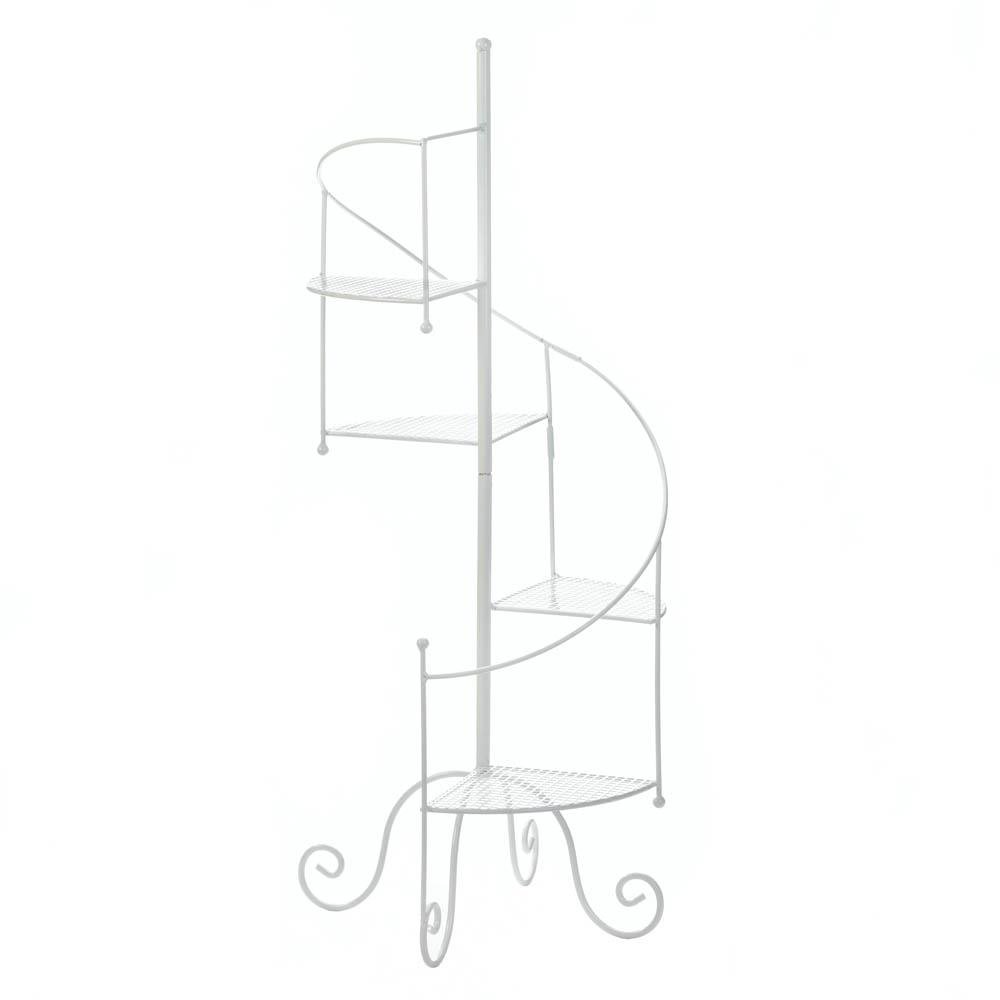 Bright White Iron Spiral Staircase 4-Tier Plant Stand - 39 Inch Tall Indoor/Outdoor Garden Shelf for Succulents, Flowers & Home Decor | Perfect for Patio, Balcony & Living Room Display