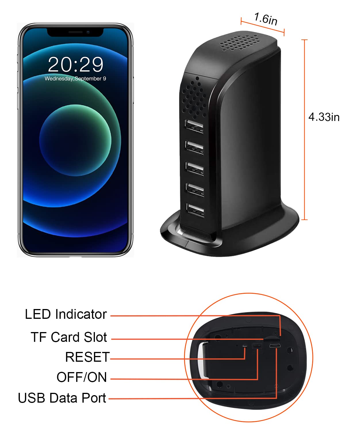 KAGMY Upgraded HD 1080P WiFi Hidden Spy Camera - 5-Port USB Charger with Motion Detection & Remote View for Home/Office Security Surveillance | Perfect for Nanny Cams, Elderly Monitoring & Business Protection