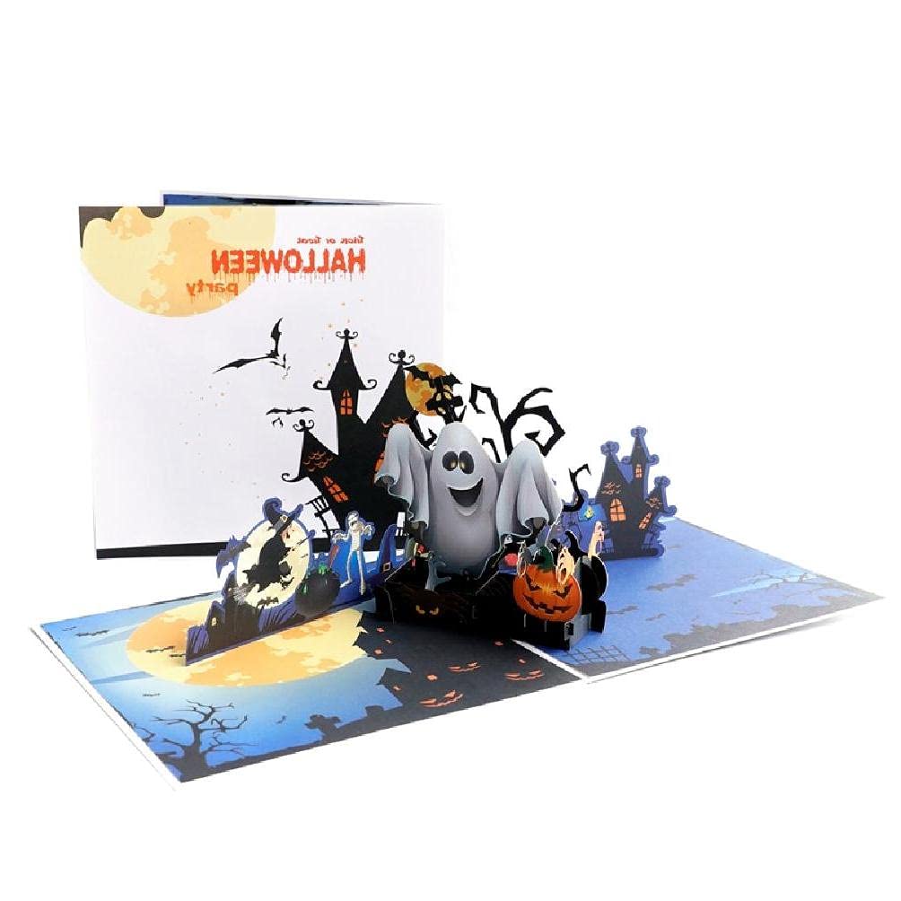 3D Pop-Up Halloween Greeting Cards - Witch, Ghost & Pumpkin Design with Envelopes | Spooky Party Invitations, Kids Gifts & Seasonal Decorations | Perfect for Halloween Parties, Trick-or-Treat Favors & Festive Mail