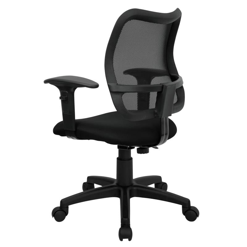 FLASH Mid Back Black Mesh Swivel Task Office Chair - Ergonomic Adjustable Height Computer Desk Chair for Home & Office Use - Perfect for Long Hours of Work or Gaming
