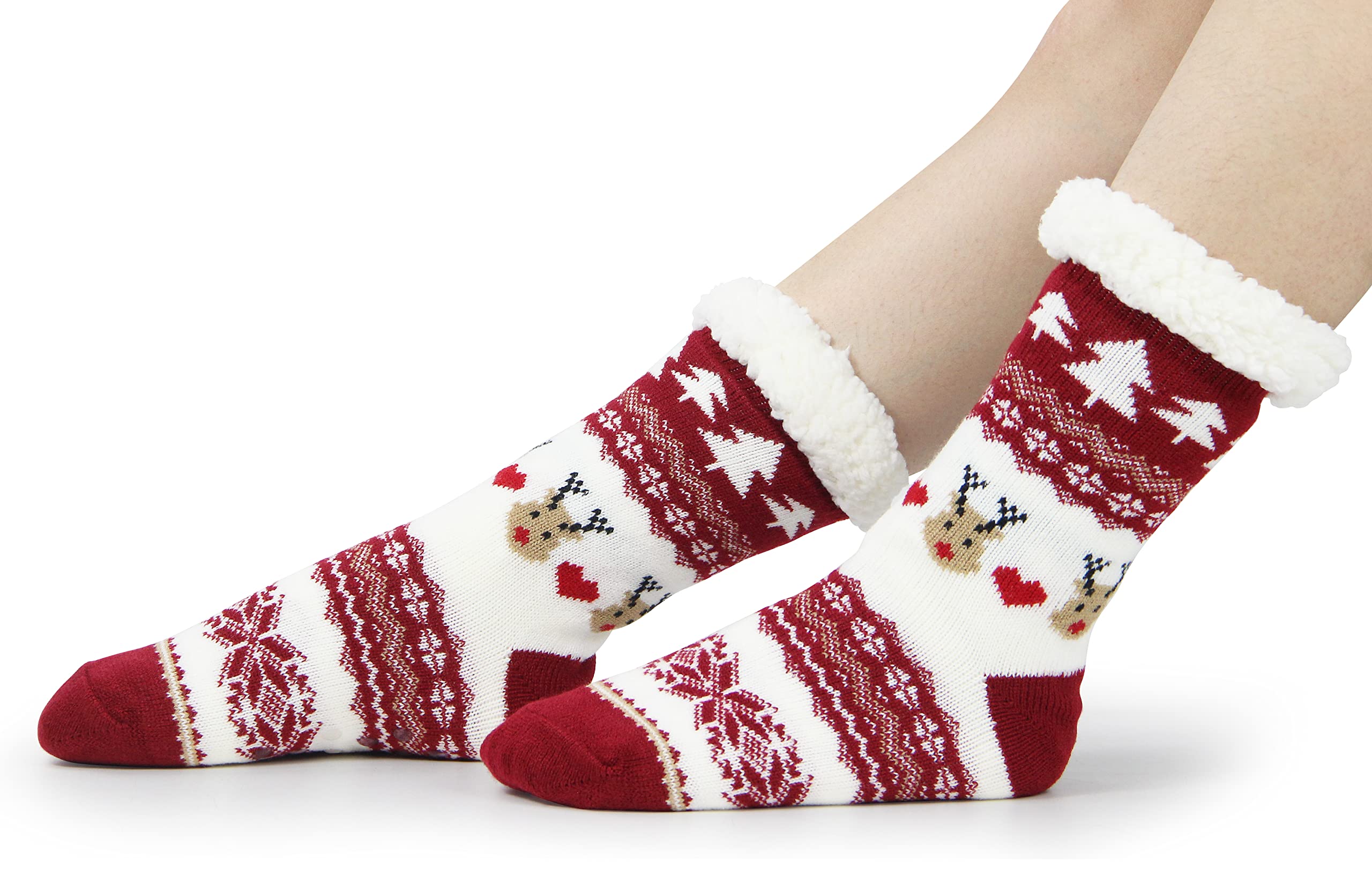 BenSorts Women's Non-Slip Winter Slipper Socks - Warm Fuzzy Gripper Socks for Indoor/Outdoor Use - Perfect Christmas Gifts for Her, Cozy Home & Office Wear