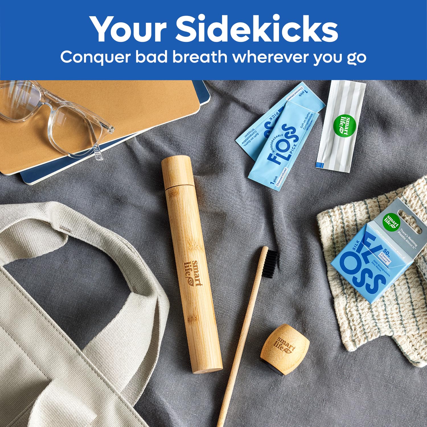 Biodegradable Dental Floss Picks - Eco Friendly Unflavored Toothpicks with Soft Straw Wheat Handle | 50 Count, Compostable & Zero Waste Oral Care | Perfect for Travel, Office, and Home Use
