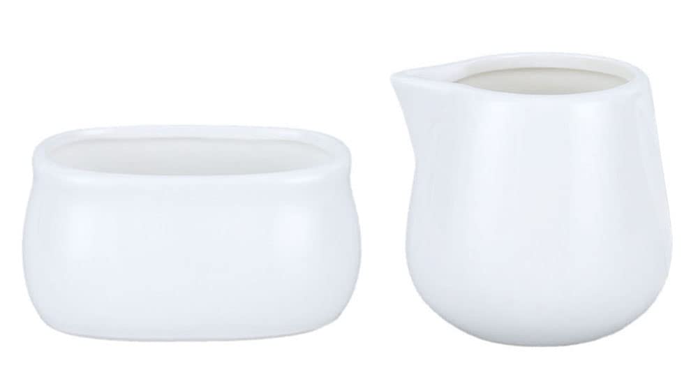 123Arts 2-Piece White Ceramic Creamer and Sugar Bowl Set - Perfect for Coffee, Tea & Breakfast Table Serving | Elegant Milk Pitcher & Sugar Jar for Home, Cafe & Restaurant Use