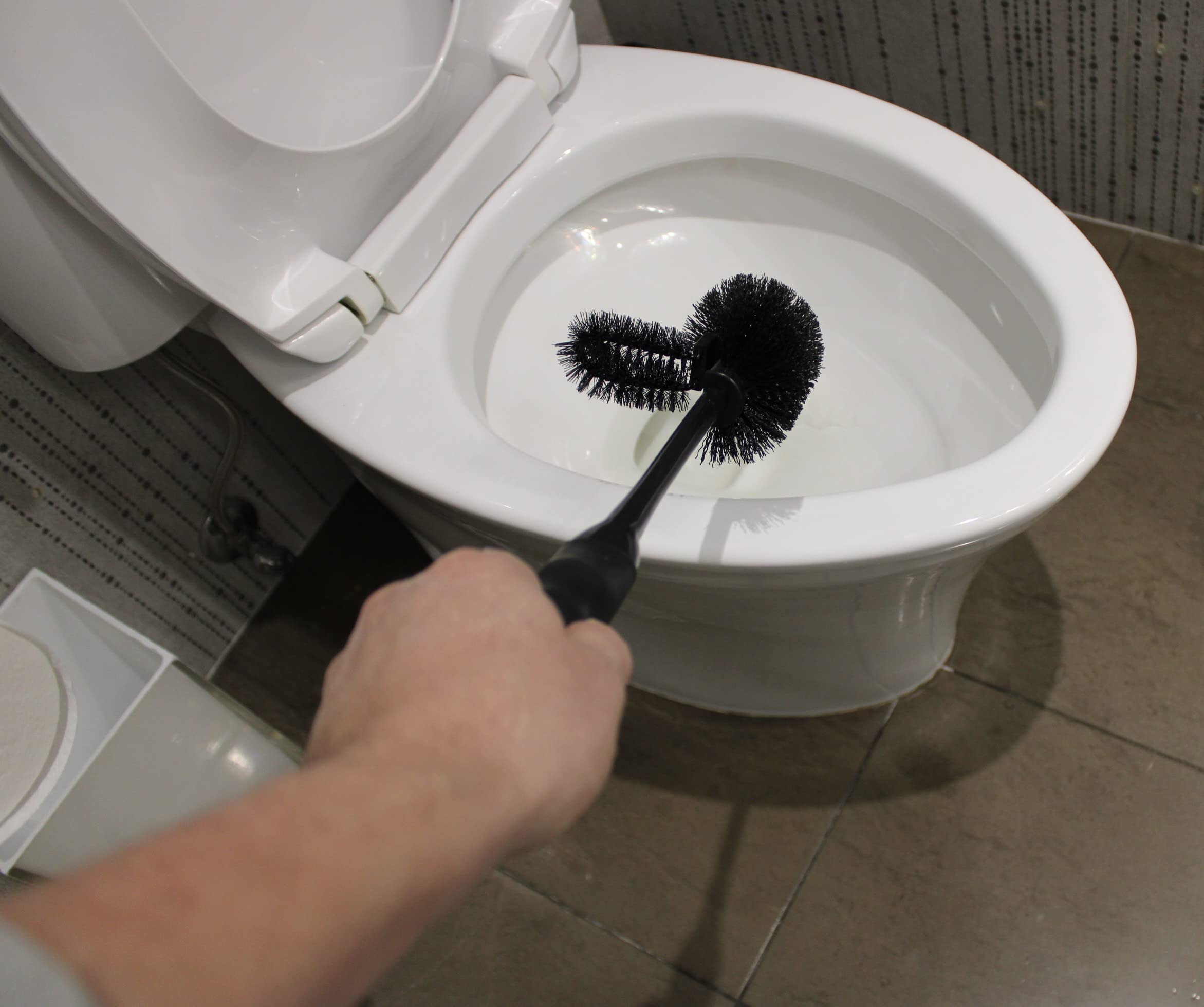 Ergonomic Toilet Bowl Brush with Comfort Grip - Under Rim Lip Cleaner & Storage Caddy for Bathroom | Heavy Duty Scrubber for Deep Cleaning, Ideal for Home & Commercial Use