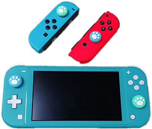 4 Pack Silicone Thumb Grips Cover for Nintendo Switch & Switch Lite Joy-Con Controllers - Non-Slip Joystick Caps (Green Blue Paw Design) - Perfect for Gaming Comfort and Enhanced Grip During Long Play Sessions