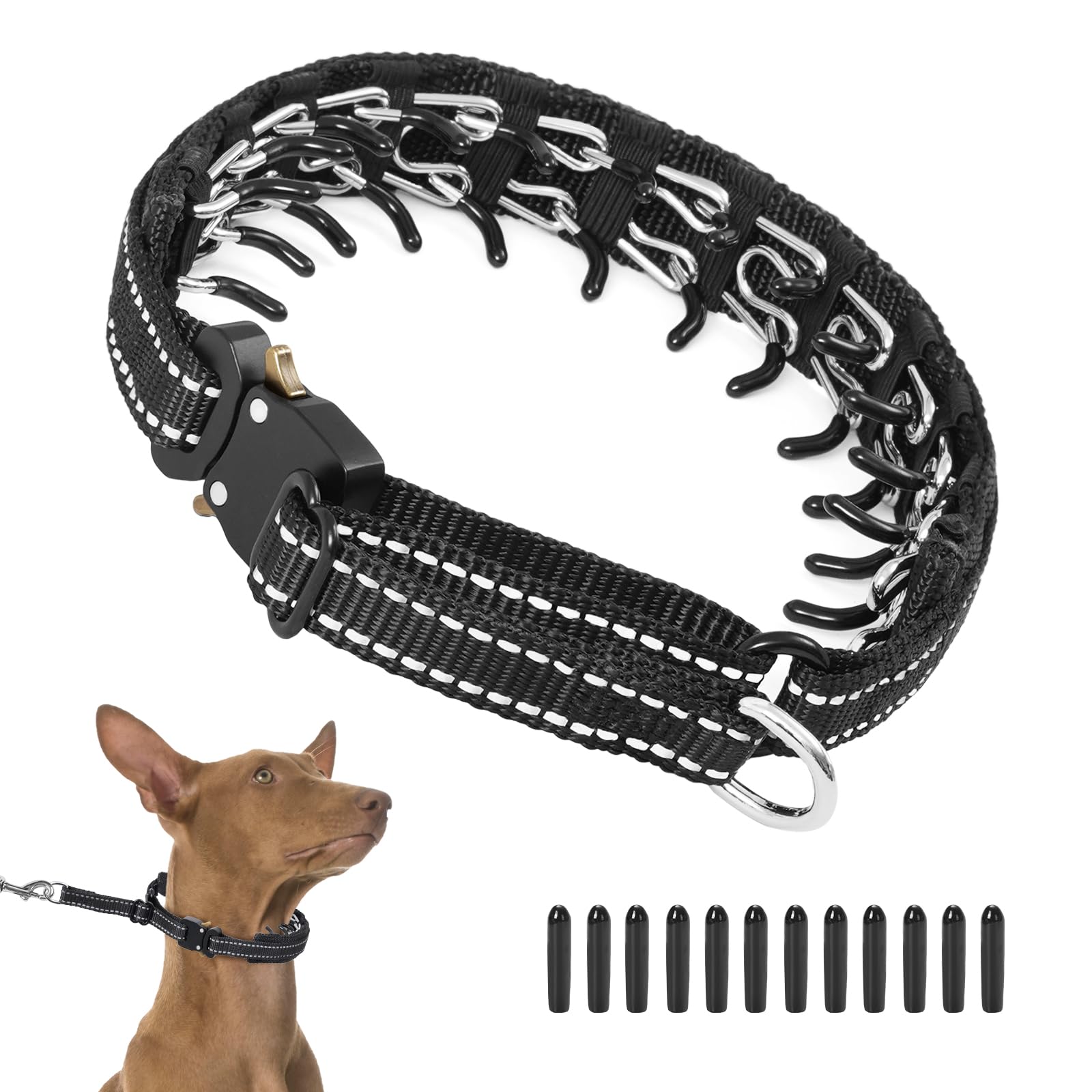 Martingale Dog Collar No Pull Training Collar - Adjustable Tactical Pet Collar with Heavy Duty Metal Buckle, Reflective Nylon Military Design for Small Medium Large Breed Dogs - Perfect for Walking, Hiking & Outdoor Adventures