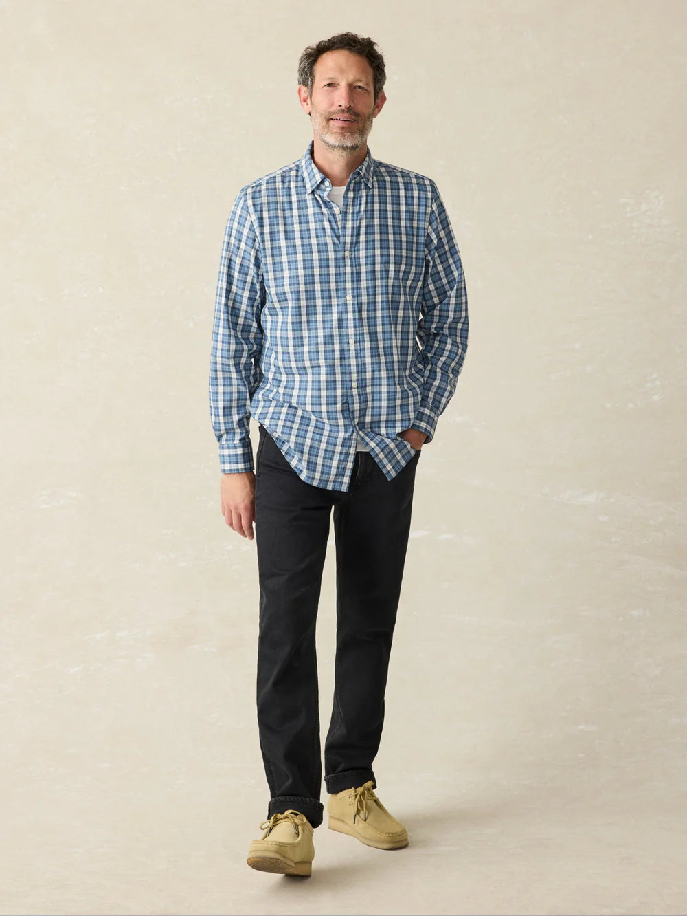 FAHERTY Long Sleeve Solid Movement Shirt for Men - Comfortable Casual Wear for Outdoor Activities and Travel
