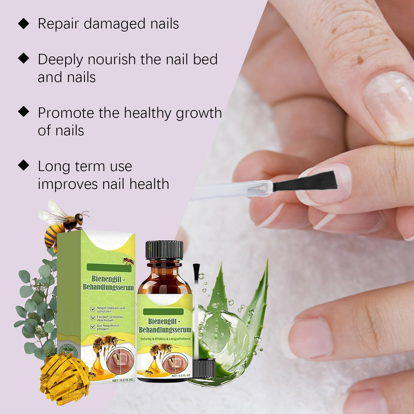 Furzero Bee Venom Nail Serum 2 Pack - Nail Growth & Repair Treatment for Stronger, Healthier Nails - Perfect for Damaged, Brittle Nails & Nail Care Routine