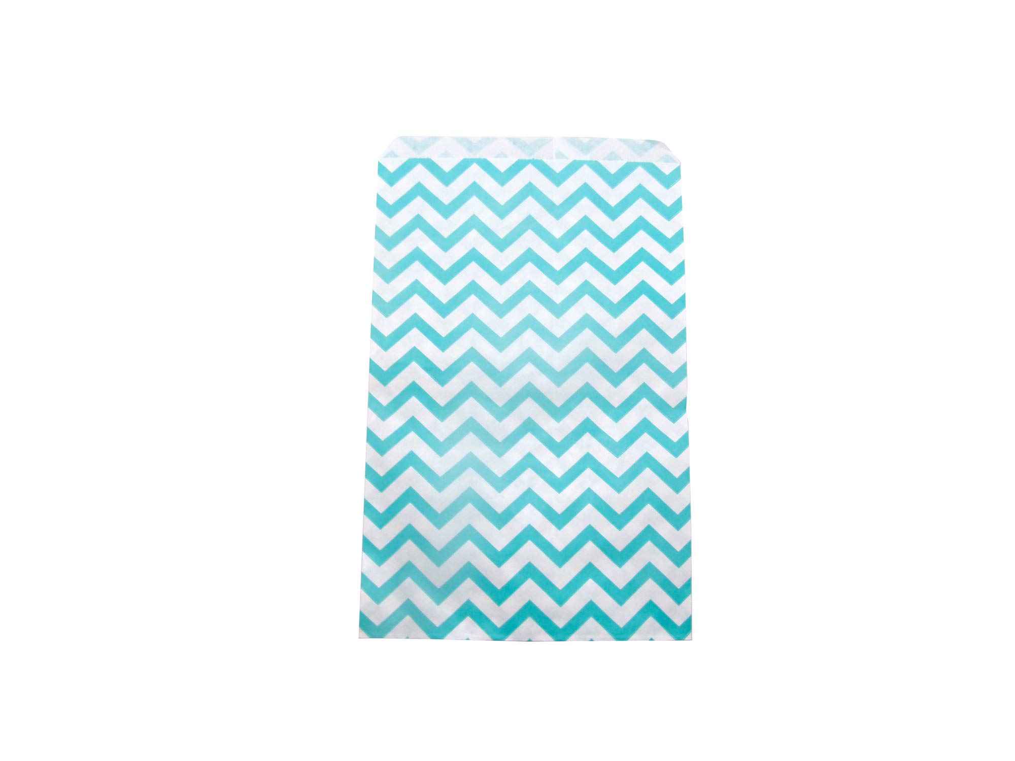 20 Pack 4x6 Inch Teal Blue Chevron Pattern White Kraft Paper Gift Bags - Perfect for Party Favors, Wedding Treats, Birthday Gifts & Cookie Packaging - Eco-Friendly Decorative Favor Bags for Events & Retail Use