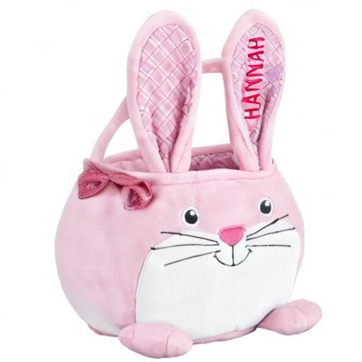 Personalized Easter Basket for Kids - Custom Name Plush Bunny Basket with Fillable Design - Easter Gift for Boys & Girls - Perfect for Easter Egg Hunts, Party Favors & Holiday Decorations