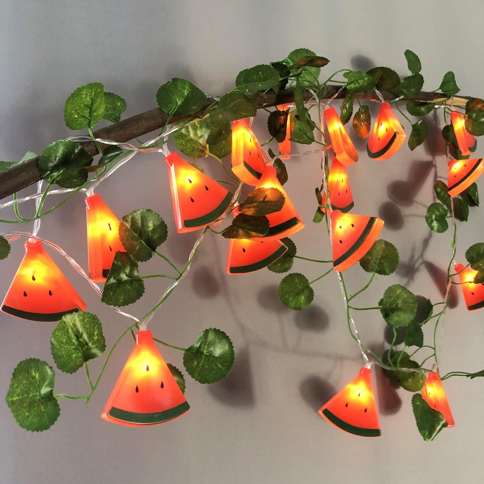 20 LED Watermelon String Lights Battery Powered - 19.7ft Fairy Lights for Wedding, Home, Birthday, Christmas Decorations (40 LED, Watermelon with Leaf) - Perfect for Indoor Outdoor Parties, Garden, Patio & Bedroom Decor