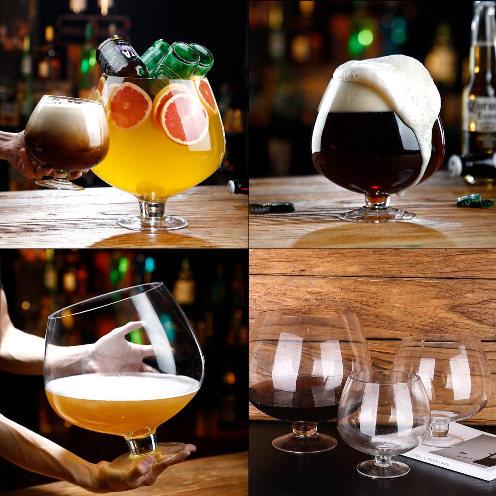 12,000ml Oversized Crystal Brandy & Beer Glasses - Elegant Bar Wine Goblets for Cocktails, Whiskey & Champagne - Perfect for Home Bars, Parties & Gifts