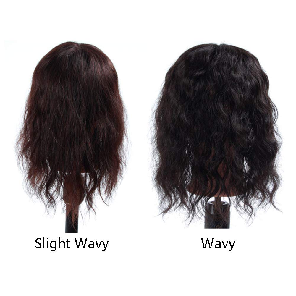 12 Inch Human Hair Topper Clip - Natural Forehead Hairpiece Replacement with Slight Wavy or Straight Bangs (Black) | Perfect for Thinning Hair, Hair Loss & Styling | Daily Wear, Parties & Special Occasions