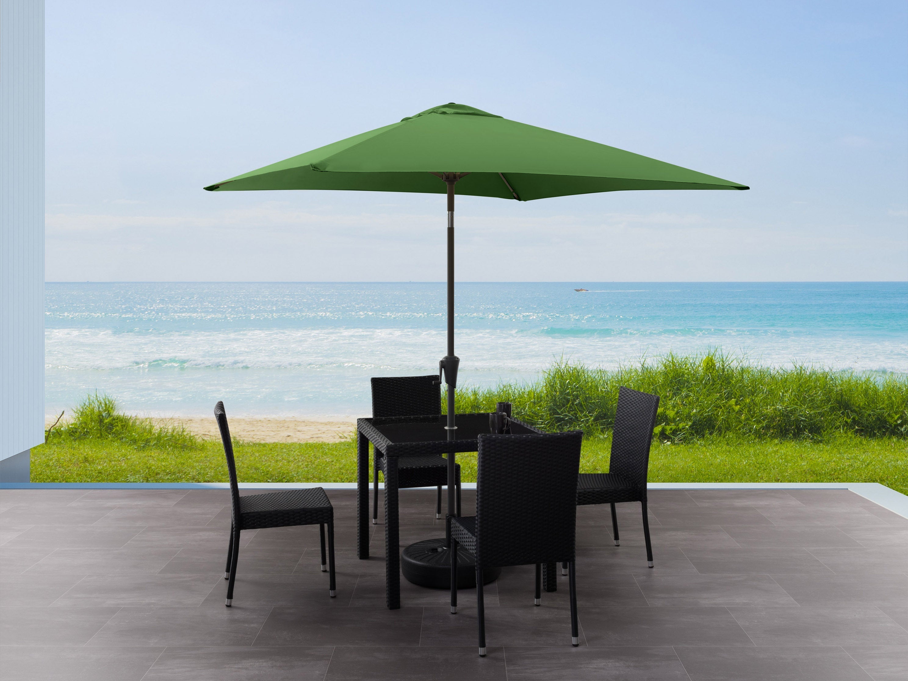 9ft Square Forest Green Patio Umbrella - Outdoor Sun Shade for Deck, Poolside, and Garden - UV Protection & Water Resistant