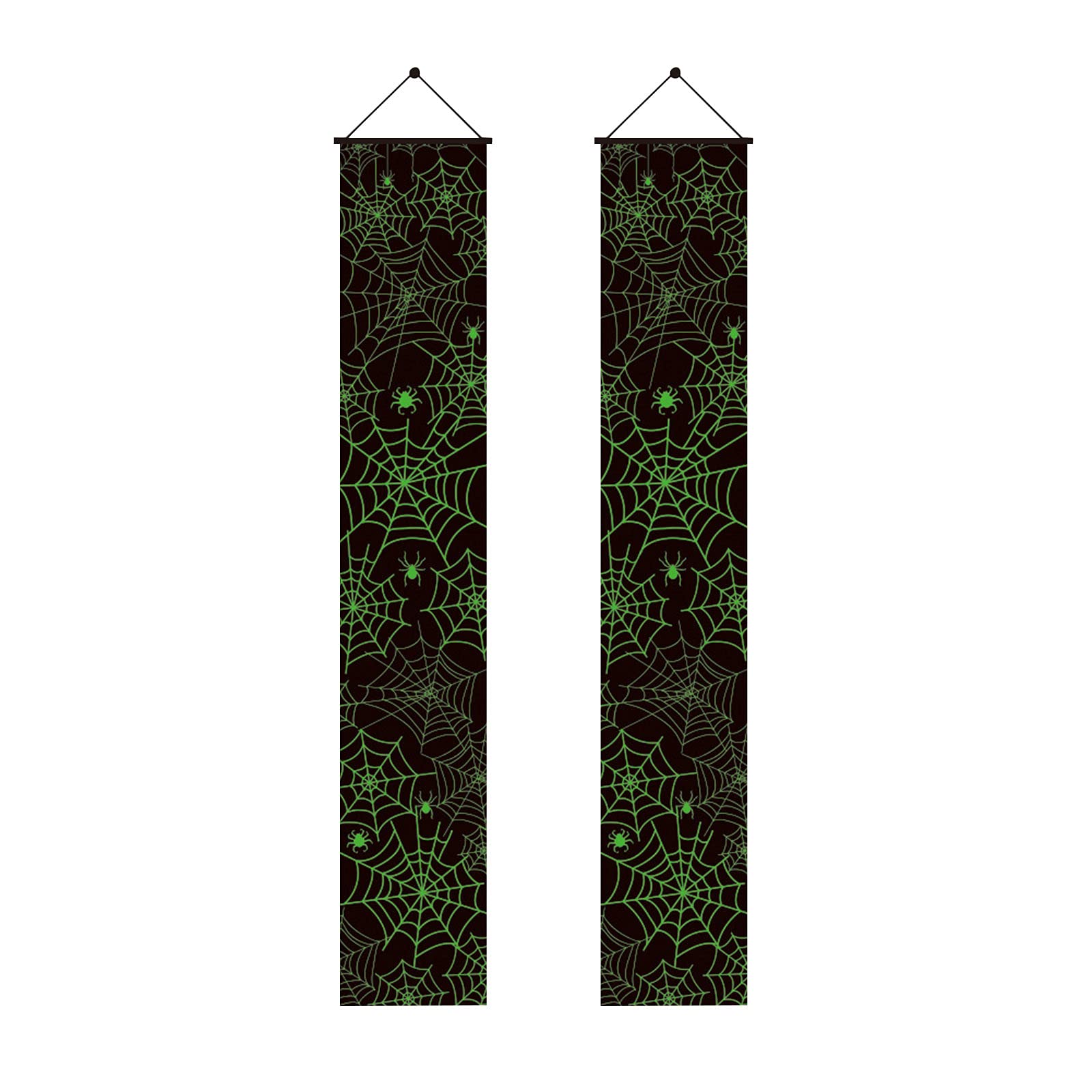 Glow-in-the-Dark Halloween Door Curtain Decorations - Scary Luminous Halloween Flag & Couplet Set for Spooky Party Decor - Perfect for Front Door, Window, or Indoor Halloween Party Decorations