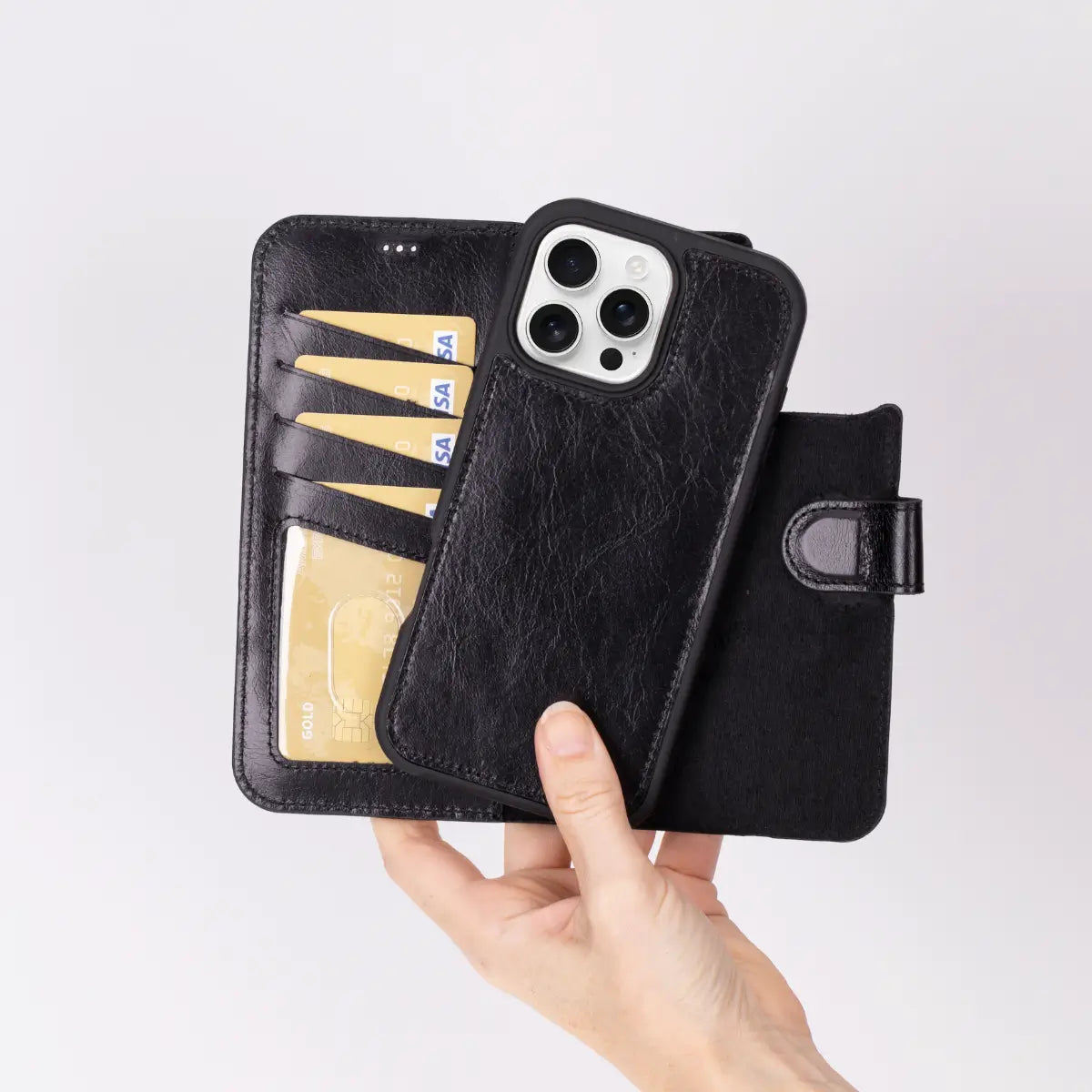Premium Black Leather iPhone 17 Pro Max Wallet Case with Card Slots - Slim Protective Cover for Everyday Use, Travel & Business (2024 Model)
