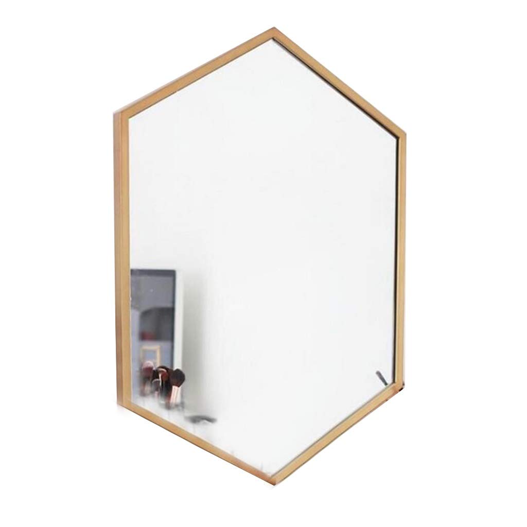 Hexagonal Gold Wall Mirror - 60x80cm Modern Hanging Mirror for Bathroom, Bedroom & Living Room - Easy to Clean Home Decor & Dressing Mirror - Perfect for Vanity, Entryway & Home Staging