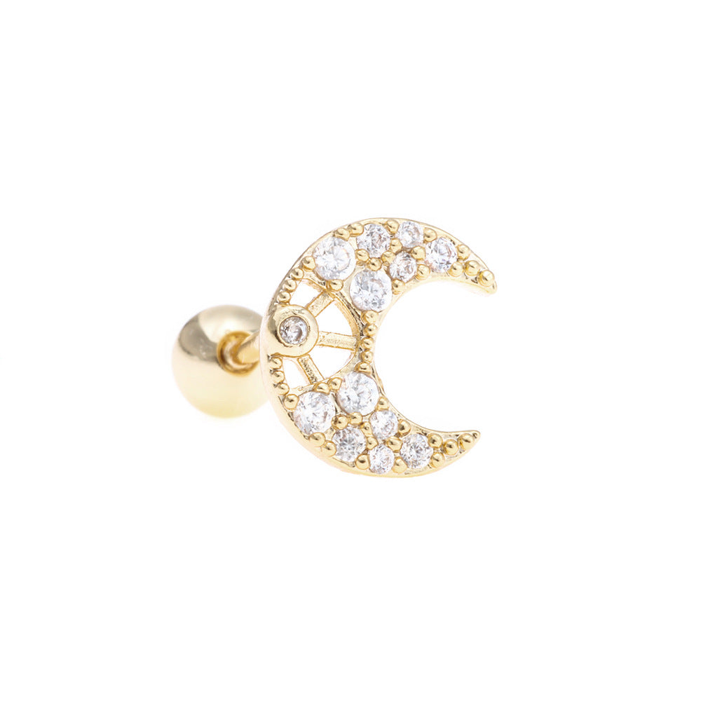 20G Cartilage Moon Star Stud Earrings for Tragus, Daith, Conch Piercing - Hypoallergenic Surgical Steel Body Jewelry | Perfect for Everyday Wear, Parties & Gifts