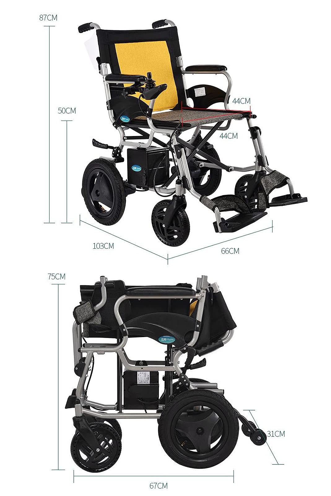 UELEGANS Deluxe Electric Wheelchair - Lightweight Foldable Power Wheelchair with Dual Motor, Portable & Easy Carry - Ideal for Elderly & Disabled - Perfect for Indoor/Outdoor Use, Travel & Daily Mobility