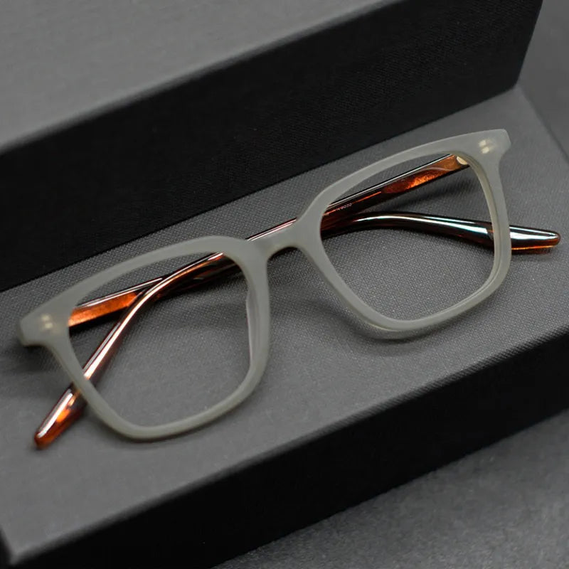 Stylish Black Acetate Square Full Rim Eyeglasses for Men - Classic Frame for Work, Reading & Everyday Use (Model 9020)