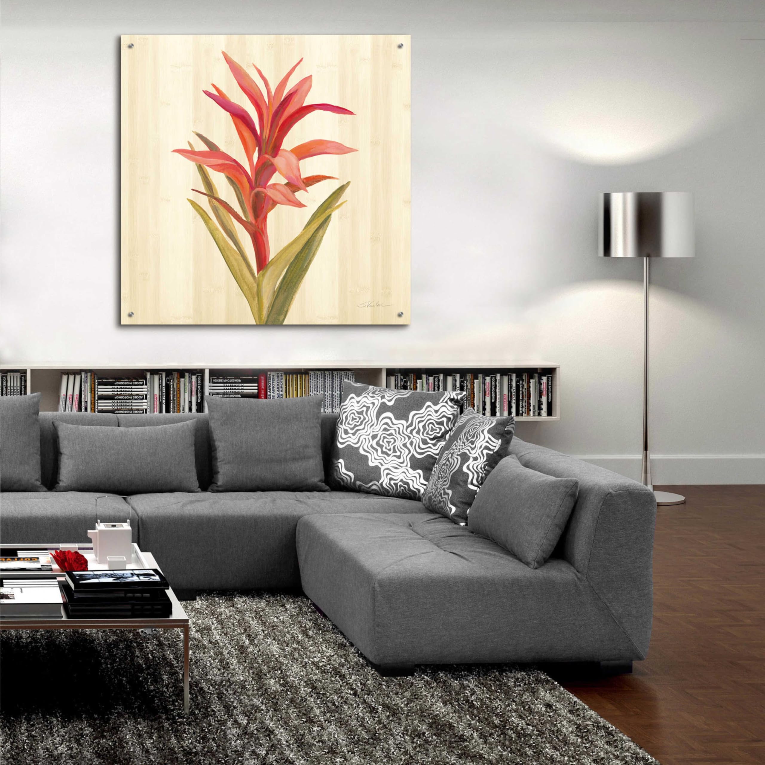 Silvia Vassileva Tropical Garden III Acrylic Glass Wall Art - 36x36 Inch Modern Abstract Painting for Living Room, Bedroom & Office Decor