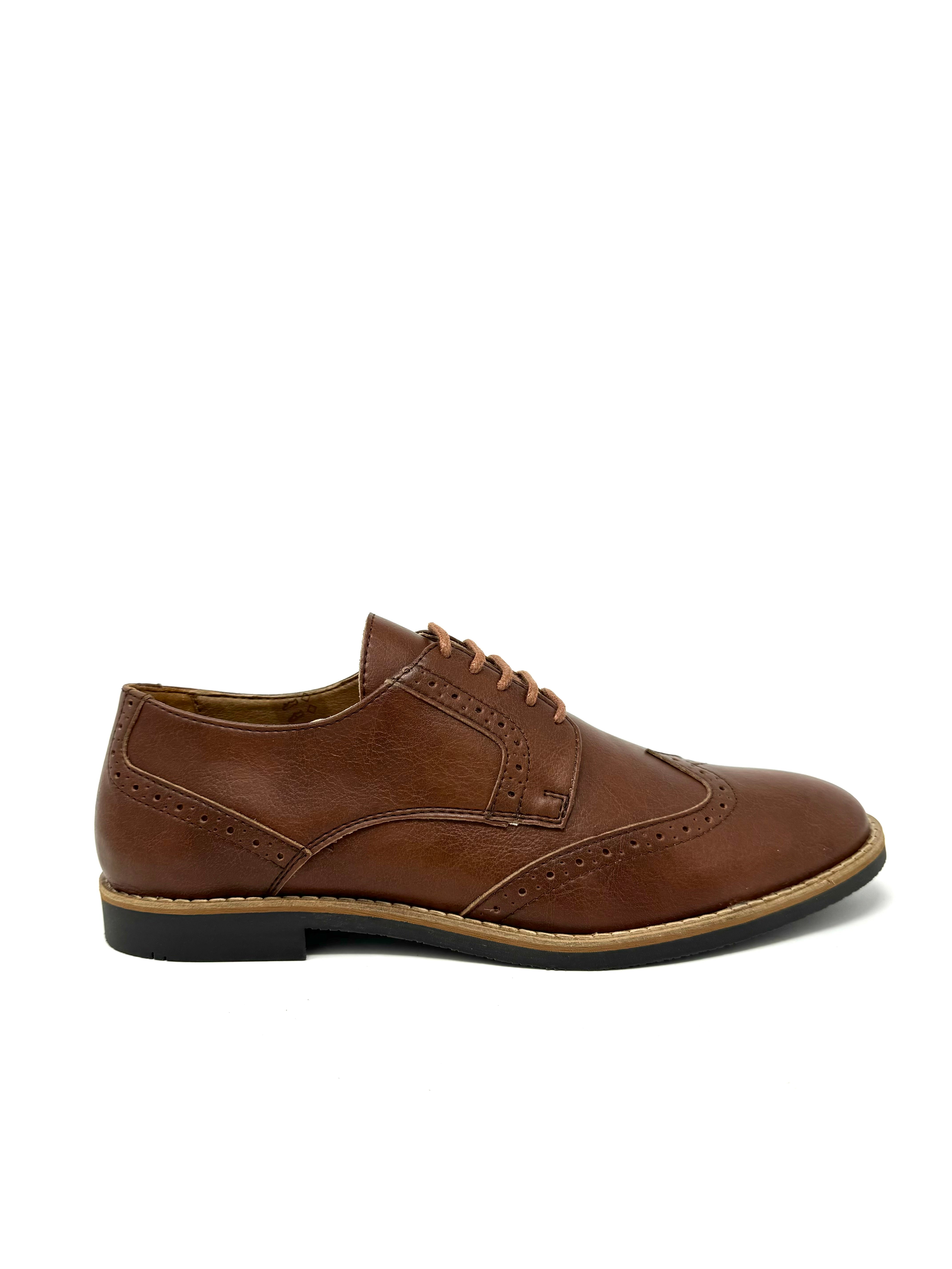 Novacas Ethan Tan Brogue Shoes - Classic Men's Oxford Dress Shoes for Business, Wedding & Formal Occasions