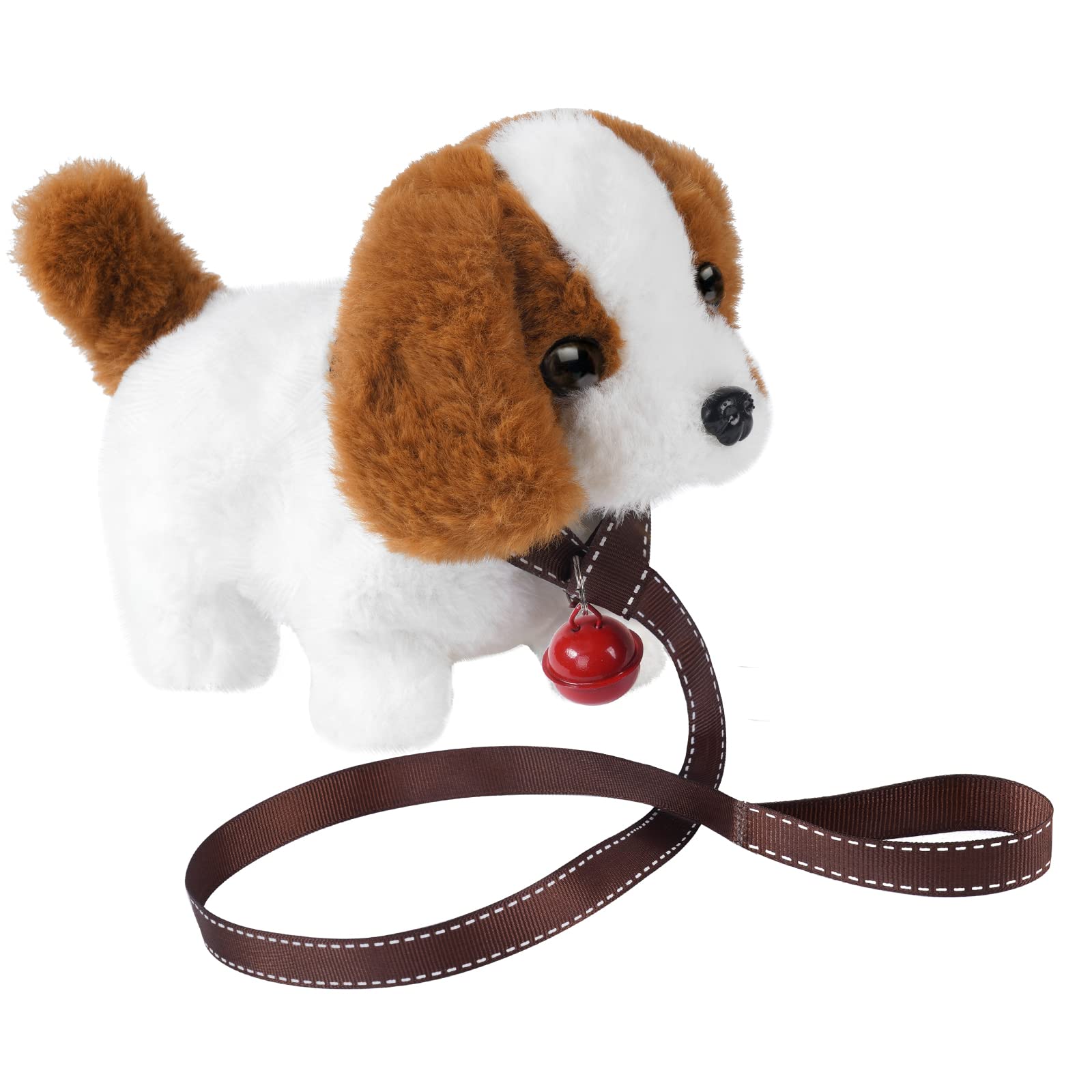 OSDUE Interactive Plush Dog Toy with Shaking Tail & Walking - Electronic Puppy Toy for Early Education & Training | Fun Birthday Gift for Dogs with Leash & Bell | Perfect for Playtime, Training & Cuddling