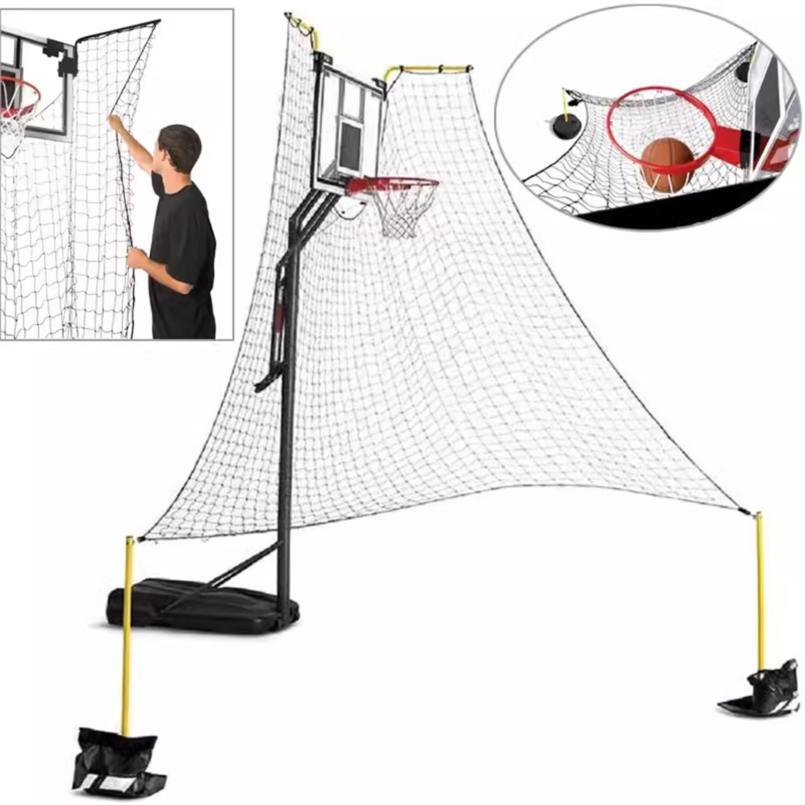 Best Basketball Rebounder Trainer - Heavy Duty Outdoor Basketball Shooting Return System for Hoop Practice | Perfect for Solo Drills, Backyard Training & Skill Development