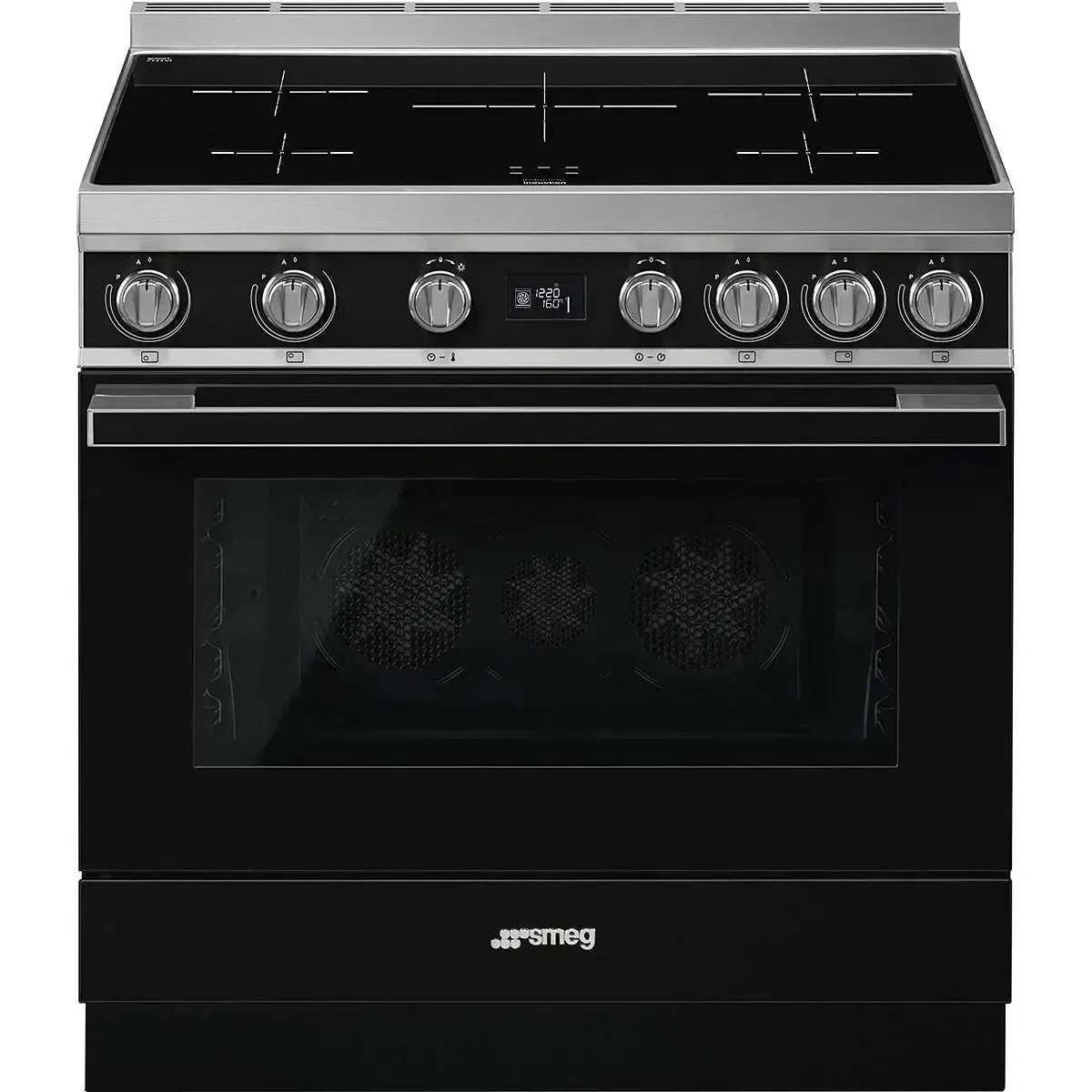 Smeg 90cm Portofino Induction Pyrolytic Freestanding Cooker in Black - Premium Kitchen Appliance for Modern Homes & Professional Chefs