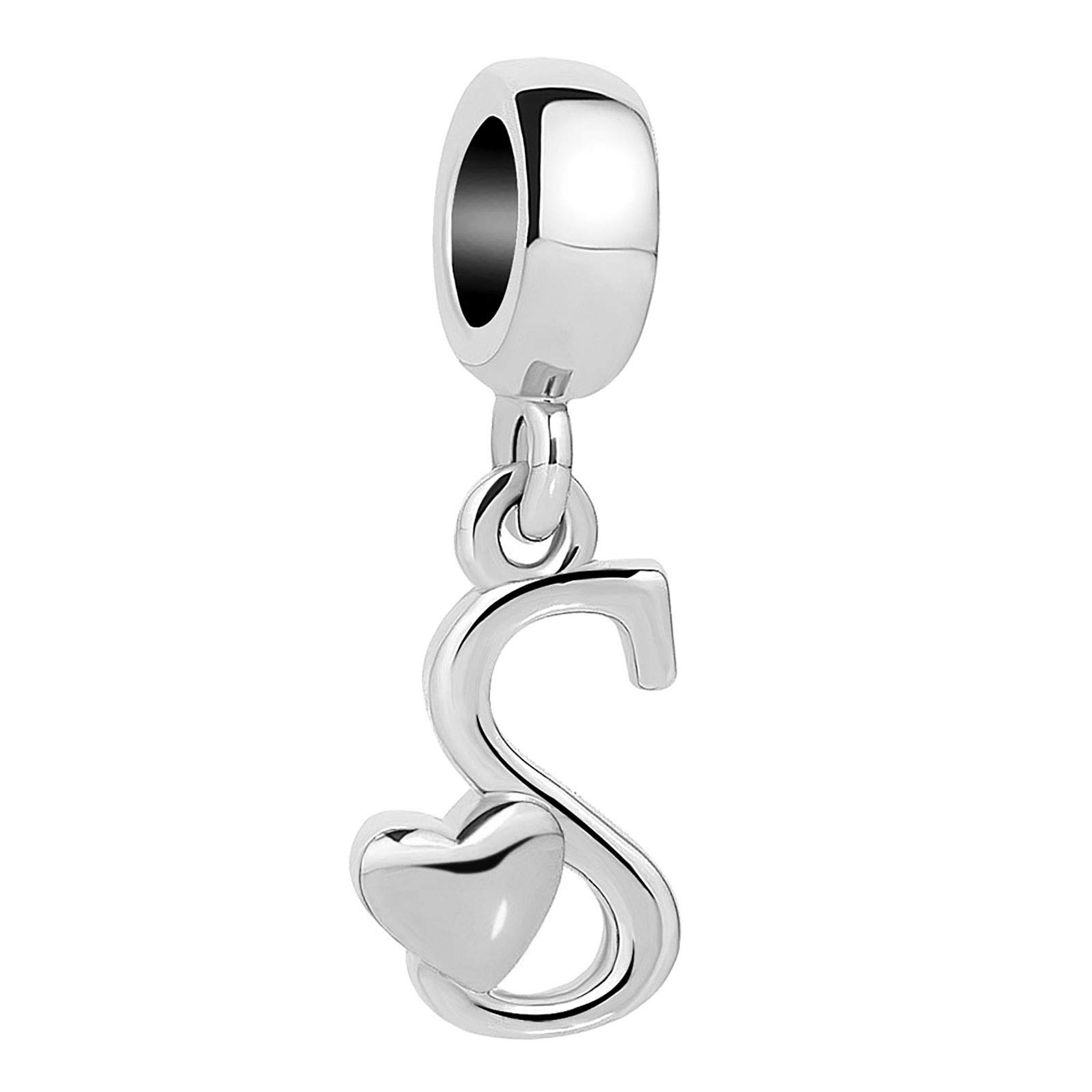 Personalized Alphabet Letter Charms - KunBead Initial Dangle Beads with Heart Design for DIY Charm Bracelets | Women's Jewelry Making Supplies for Birthdays, Gifts & Friendship Crafts