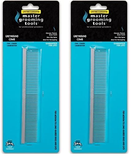 Premium Steel Greyhound Comb for Dogs - Fine & Coarse Teeth Grooming Tool (2-Pack) | Ideal for Detangling, Shedding & Professional Pet Grooming at Home