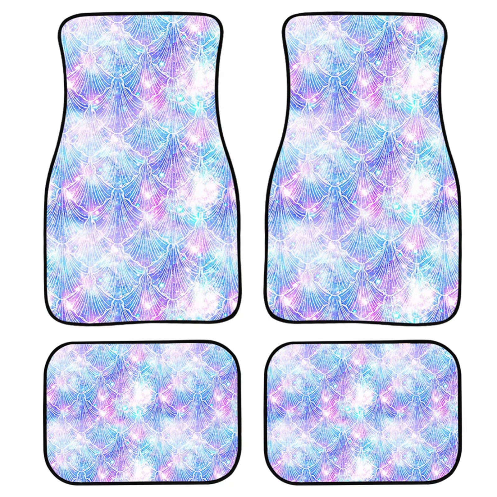 Starry Seashell Car Floor Mats - Universal Fit for Cars, Trucks, SUVs, Vans & Sedans | All-Weather Rubber Backing Floor Protection | Full Set Auto Carpet Mats for Daily Commute & Road Trips