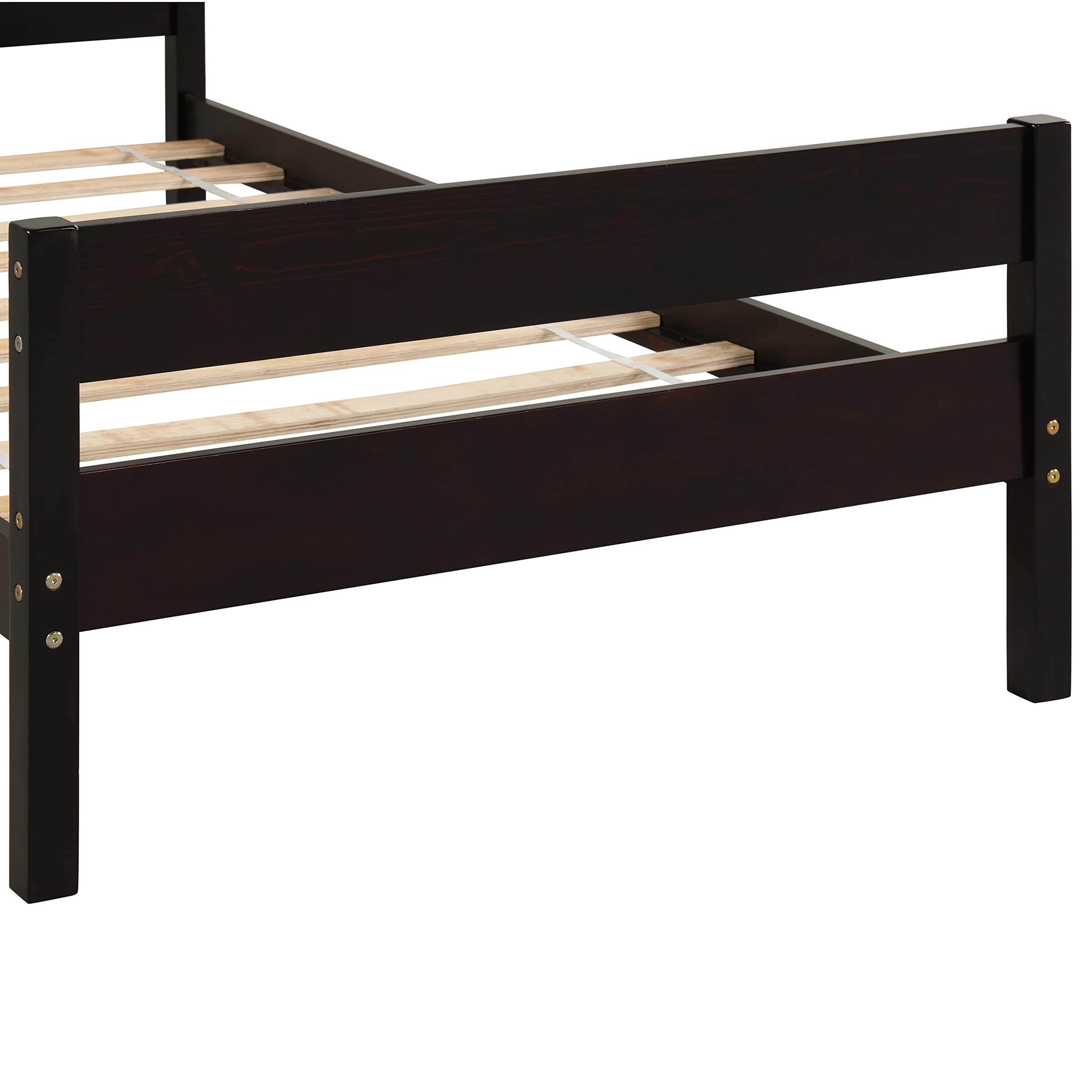 Twin Size Wood Platform Bed with Headboard and Footboard - Sturdy Wooden Slat Support - Easy Assembly Bedroom Furniture (Espresso) | Perfect for Small Spaces, Guest Rooms & Dormitories