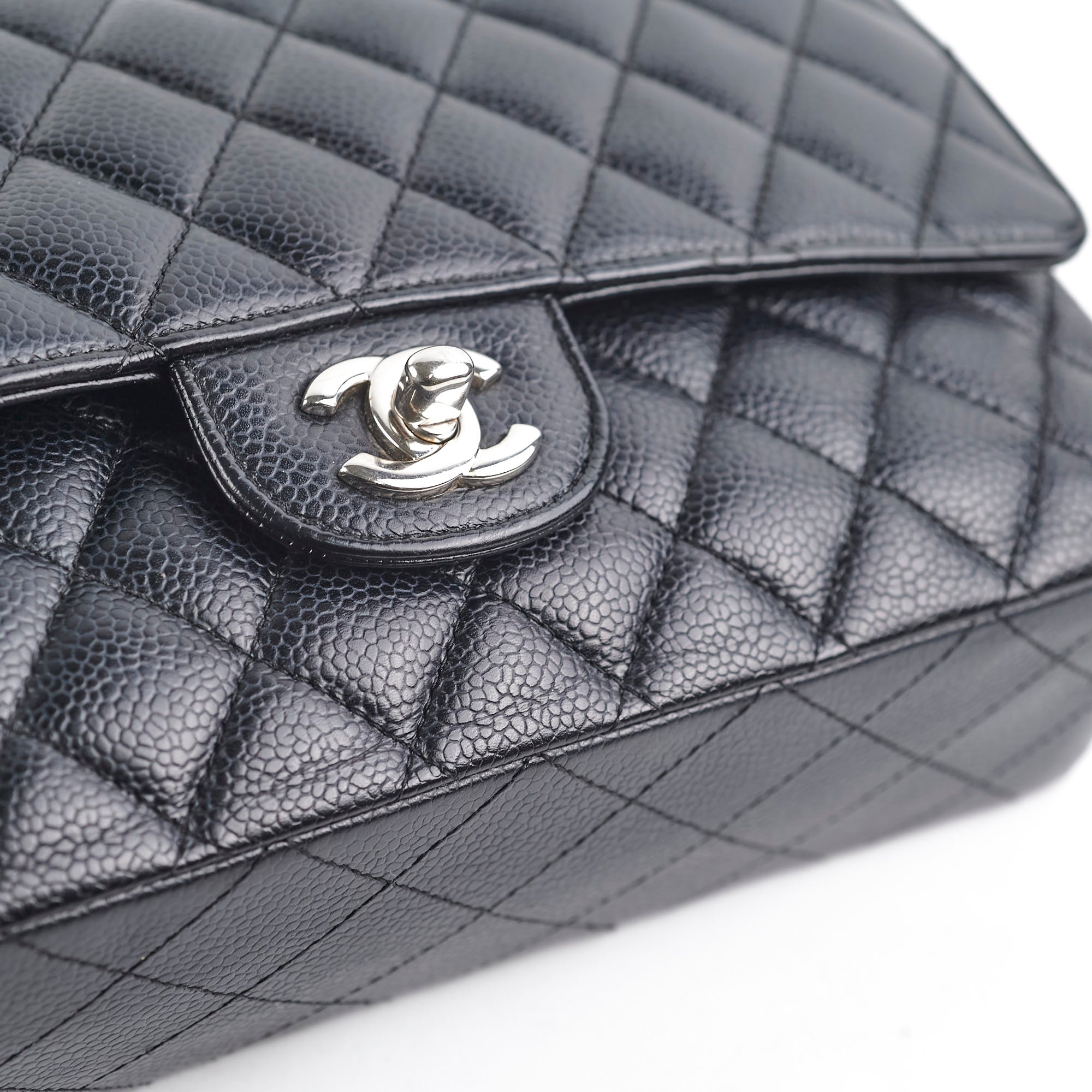 Chanel Caviar Leather Medium/Large Double Classic Flap Bag in Black | Luxury Designer Handbag for Women | Perfect for Work, Evening Events & Everyday Use