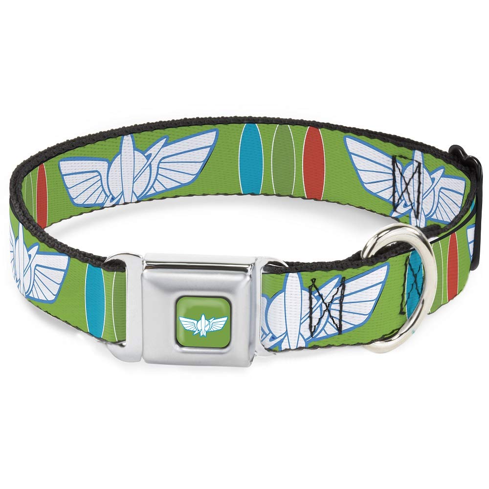 Buckle-Down Dog Collar with Seatbelt Buckle - Toy Story Buzz Lightyear Space Ranger Design, Multi-Color, 1