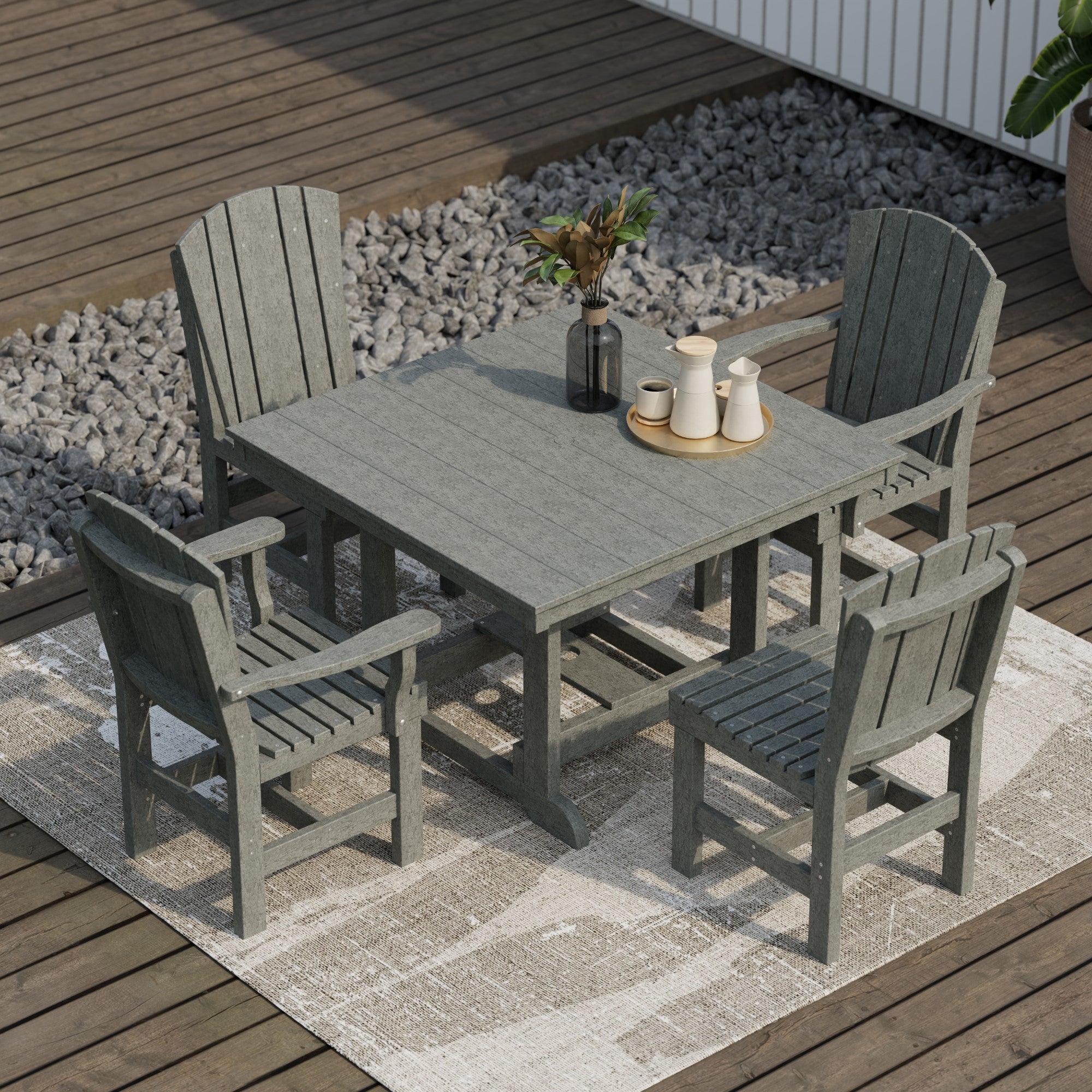 Heritage 5-Piece 44x44 Inch Square Outdoor Dining Set with Cushions - Perfect for Patio, Garden, and Backyard Entertaining