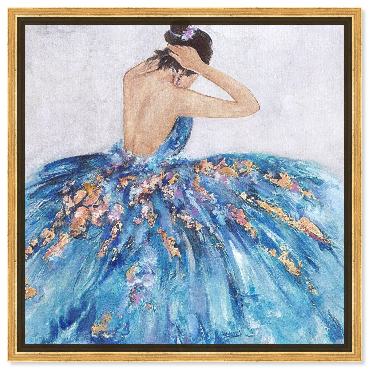 Elegant Blue Princess Dress Glam Canvas Wall Art Print - Festive & Stylish Home Decor for Bedroom, Living Room, or Nursery